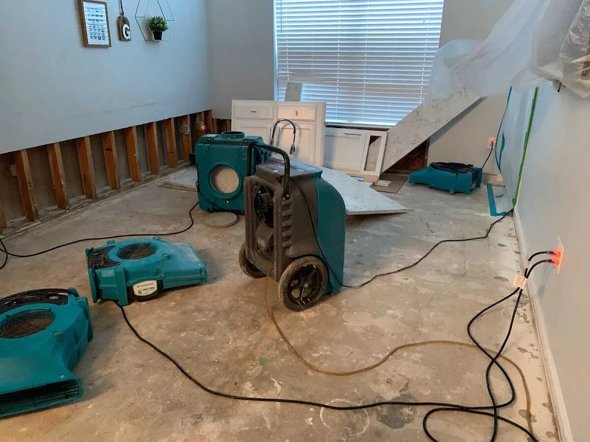 Dehumidifier in flood-cut room for Water Extraction & Removal in Mexia